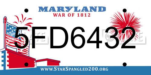 5FD6432 Maryland License Plate