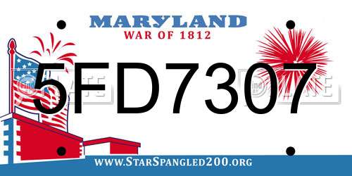 5FD7307 Maryland License Plate