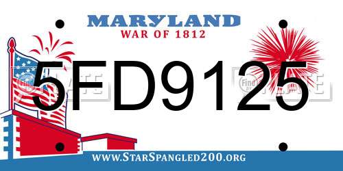 5FD9125 Maryland License Plate