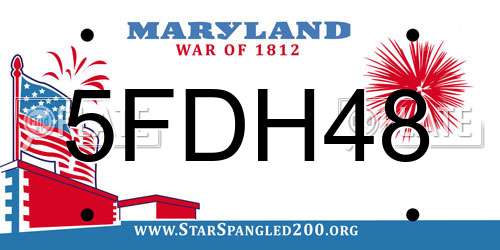 5FDH48 Maryland License Plate
