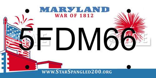 5FDM66 Maryland License Plate