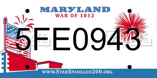 5FE0943 Maryland License Plate