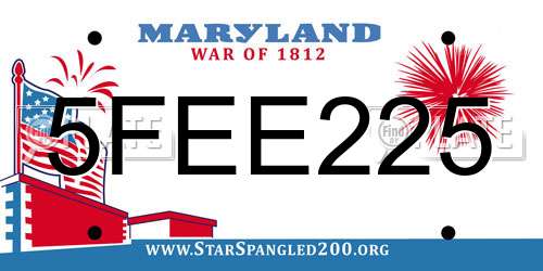 5FEE225 Maryland License Plate