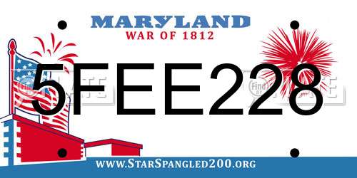 5FEE228 Maryland License Plate