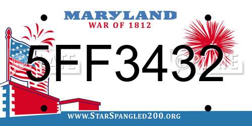 5FF3432 Maryland License Plate