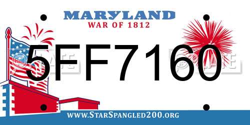 5FF7160 Maryland License Plate