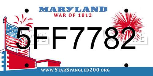 5FF7782 Maryland License Plate