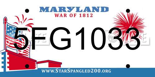5FG1033 Maryland License Plate