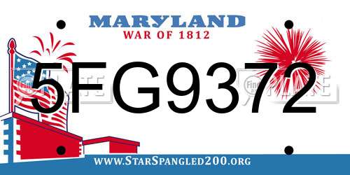 5FG9372 Maryland License Plate