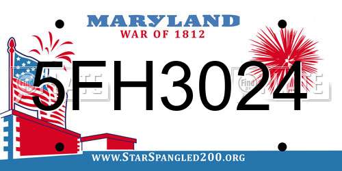 5FH3024 Maryland License Plate