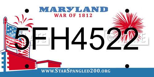 5FH4522 Maryland License Plate