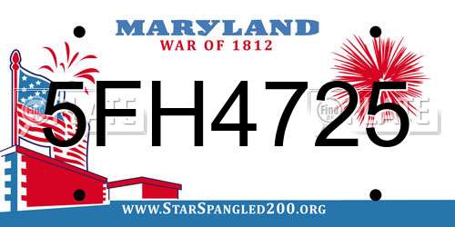 5FH4725 Maryland License Plate