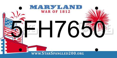 5FH7650 Maryland License Plate