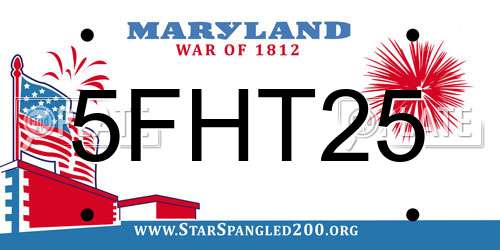 5FHT25 Maryland License Plate