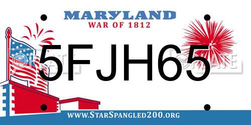 5FJH65 Maryland License Plate
