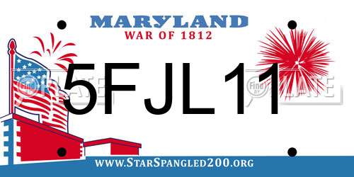 5FJL11 Maryland License Plate
