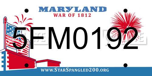 5FM0192 Maryland License Plate