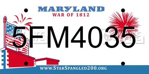 5FM4035 Maryland License Plate