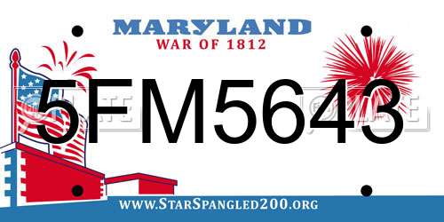 5FM5643 Maryland License Plate