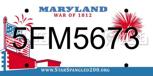 5FM5673 Maryland License Plate
