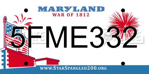 5FME332 Maryland License Plate
