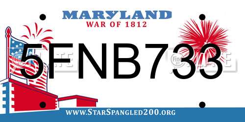5FNB733 Maryland License Plate