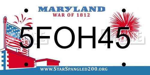 5FOH45 Maryland License Plate