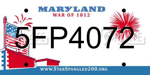 5FP4072 Maryland License Plate