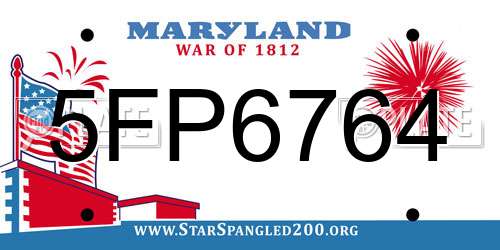 5FP6764 Maryland License Plate