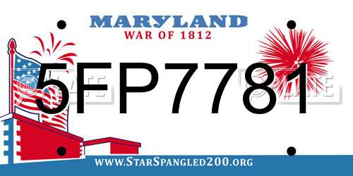 5FP7781 Maryland License Plate