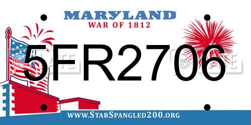5FR2706 Maryland License Plate