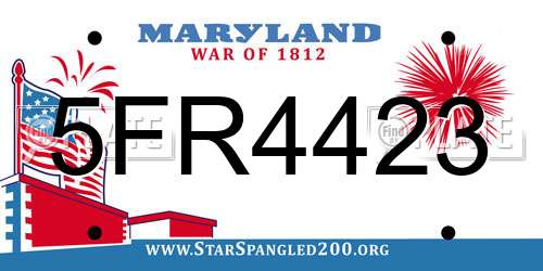 5FR4423 Maryland License Plate