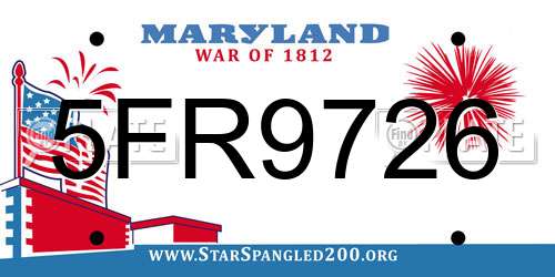 5FR9726 Maryland License Plate