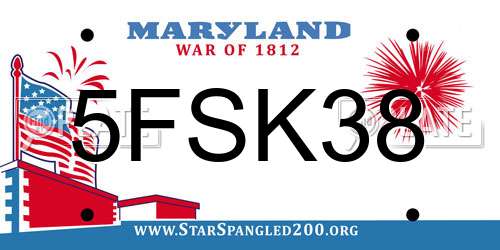 5FSK38 Maryland License Plate