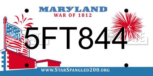 5FT844 Maryland License Plate