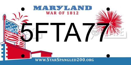 5FTA77 Maryland License Plate