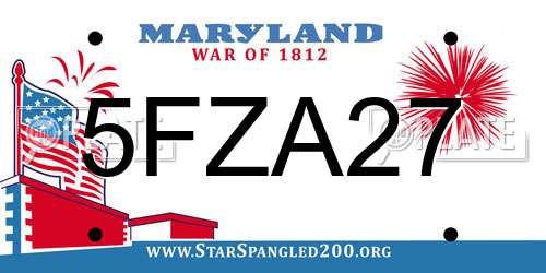 5FZA27 Maryland License Plate