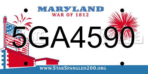 5GA4590 Maryland License Plate