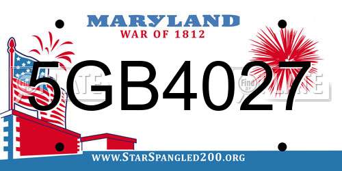 5GB4027 Maryland License Plate