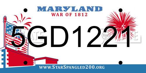 5GD1221 Maryland License Plate