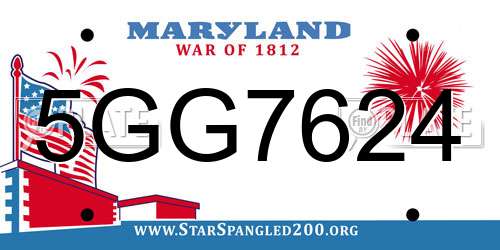 5GG7624 Maryland License Plate