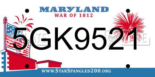 5GK9521 Maryland License Plate
