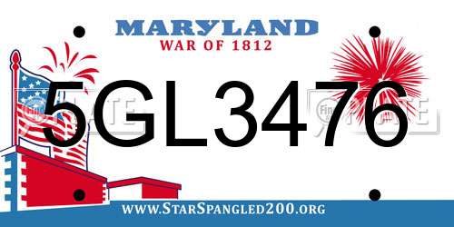 5GL3476 Maryland License Plate