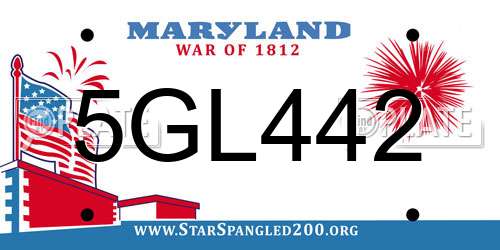 5GL442 Maryland License Plate