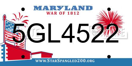 5GL4522 Maryland License Plate