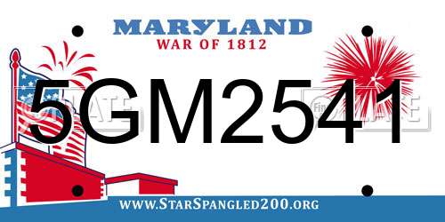 5GM2541 Maryland License Plate