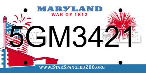 5GM3421 Maryland License Plate