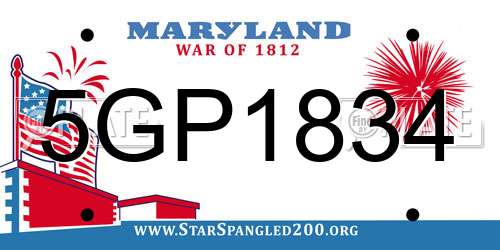 5GP1834 Maryland License Plate