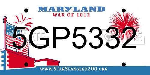 5GP5332 Maryland License Plate