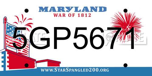 5GP5671 Maryland License Plate